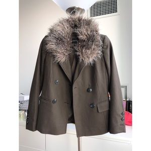 ❌SOLD❌Club Monaco Fur Wool Olive Peacoat Jacket XS
